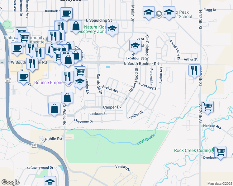 map of restaurants, bars, coffee shops, grocery stores, and more near 618 Avalon Avenue in Lafayette