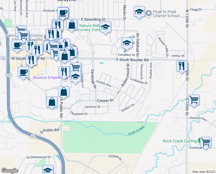 map of restaurants, bars, coffee shops, grocery stores, and more near 606 Avalon Avenue in Lafayette