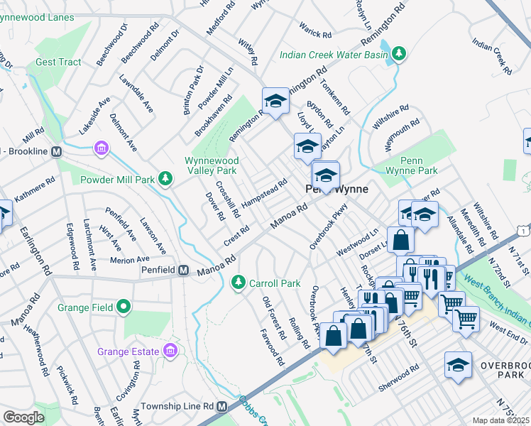 map of restaurants, bars, coffee shops, grocery stores, and more near 216 Henley Road in Wynnewood