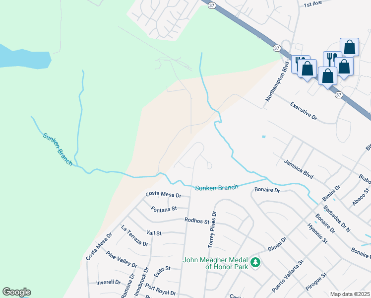 map of restaurants, bars, coffee shops, grocery stores, and more near 29 Cabrillo Boulevard in Toms River