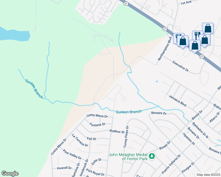 map of restaurants, bars, coffee shops, grocery stores, and more near 29 Cabrillo Boulevard in Toms River