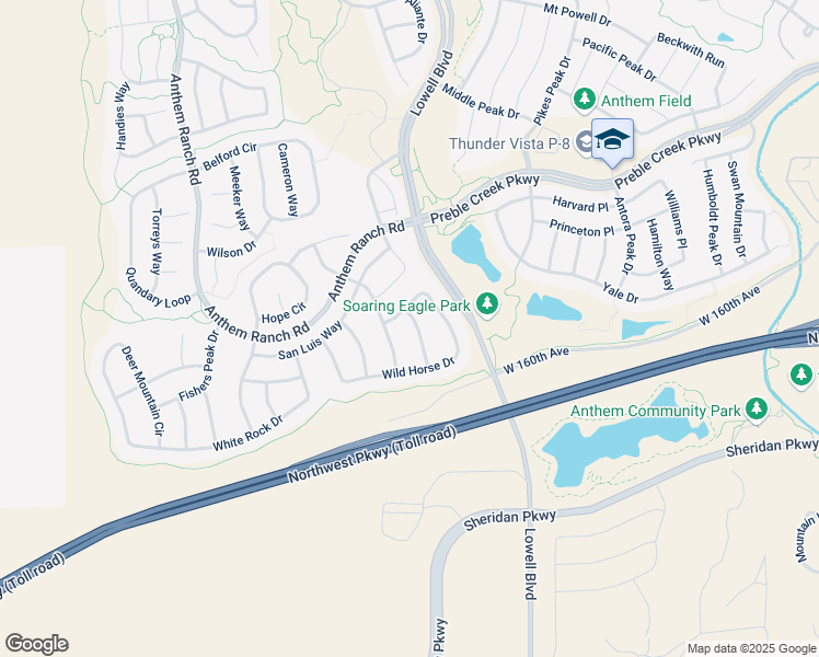 map of restaurants, bars, coffee shops, grocery stores, and more near 15851 Lavender Place in Broomfield