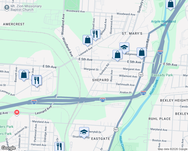 map of restaurants, bars, coffee shops, grocery stores, and more near 780 Brentnell Avenue in Columbus