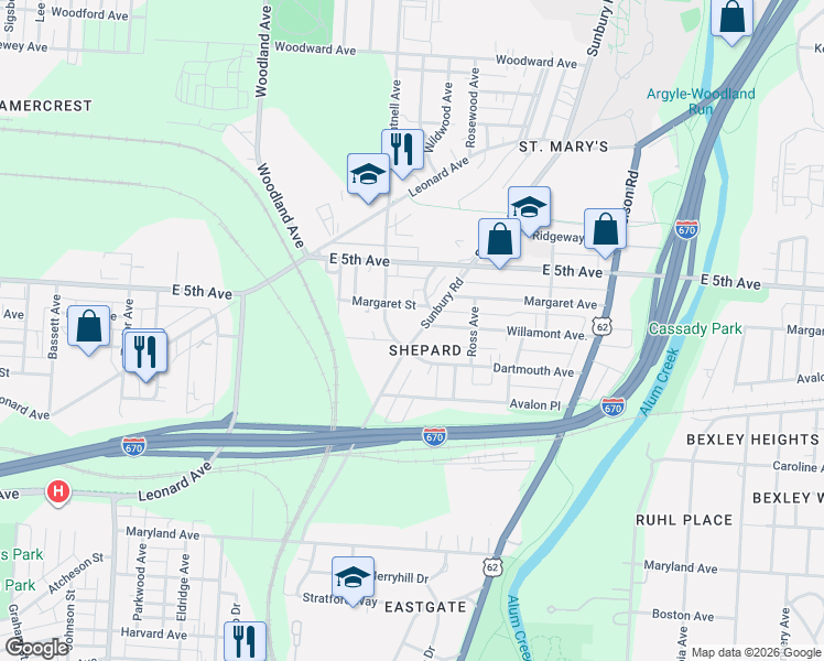 map of restaurants, bars, coffee shops, grocery stores, and more near 780 Brentnell Avenue in Columbus