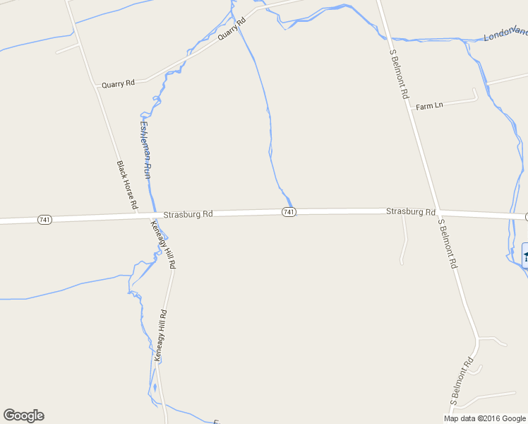 map of restaurants, bars, coffee shops, grocery stores, and more near 639 Strasburg Road in Paradise