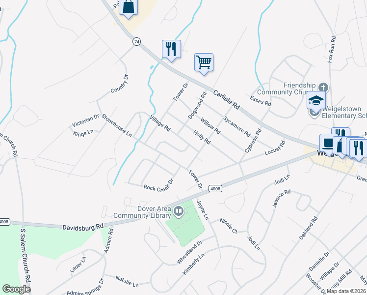 map of restaurants, bars, coffee shops, grocery stores, and more near 3531 Middleboro Rd in Dover