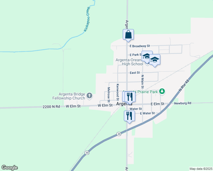 map of restaurants, bars, coffee shops, grocery stores, and more near 235 Melrose Street in Oakley