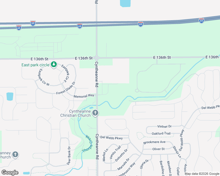 map of restaurants, bars, coffee shops, grocery stores, and more near 15686 Bellevue Circle in Fishers
