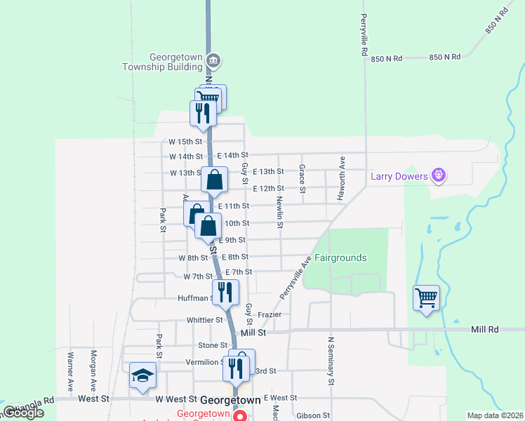 map of restaurants, bars, coffee shops, grocery stores, and more near 1001-1099 Guy St in Georgetown