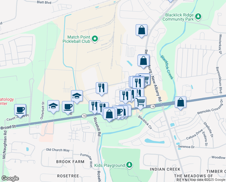 map of restaurants, bars, coffee shops, grocery stores, and more near 6700 Red Sunset Place in Columbus