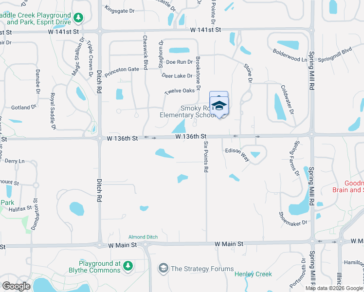 map of restaurants, bars, coffee shops, grocery stores, and more near 949 West 136th Street in Carmel