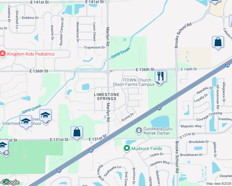 map of restaurants, bars, coffee shops, grocery stores, and more near 13370 White Granite Drive in Fishers