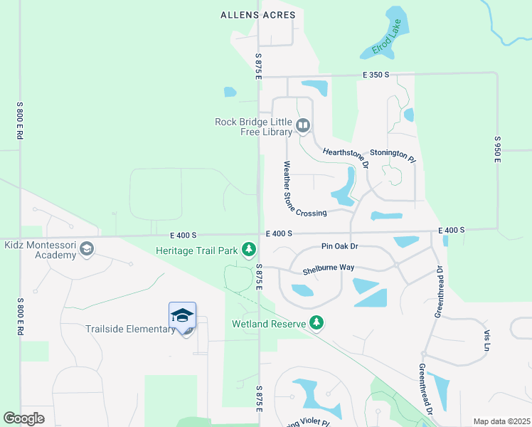 map of restaurants, bars, coffee shops, grocery stores, and more near 3955 South 875 East in Zionsville