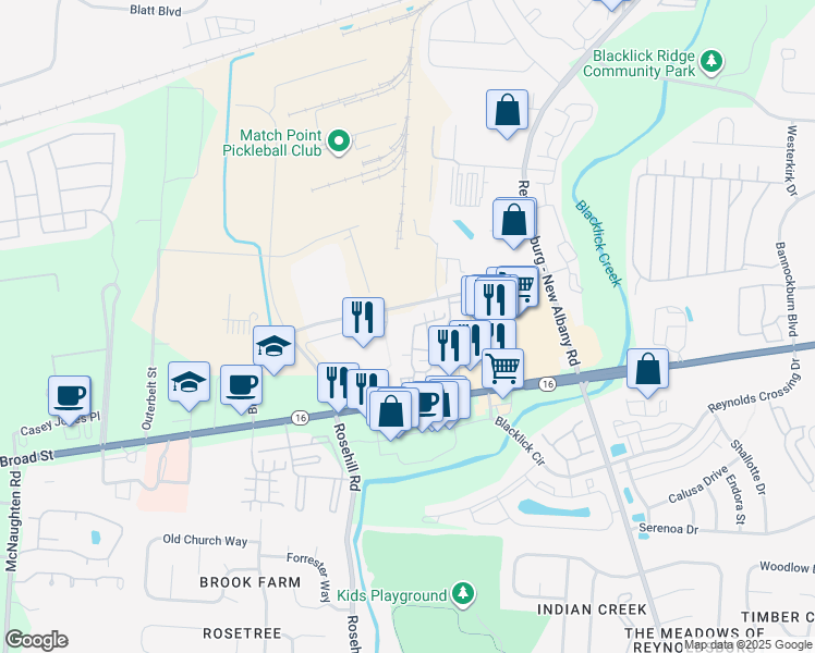 map of restaurants, bars, coffee shops, grocery stores, and more near 6700 Red Sunset Place in Columbus