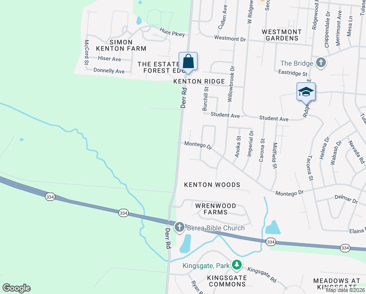 map of restaurants, bars, coffee shops, grocery stores, and more near 4242 Derr Road in Springfield