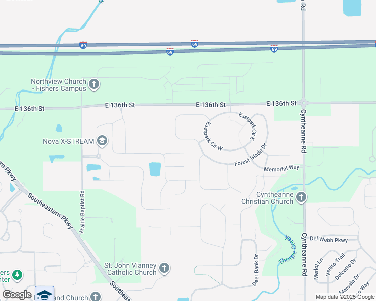 map of restaurants, bars, coffee shops, grocery stores, and more near 15163 Bentfield Court in Fishers
