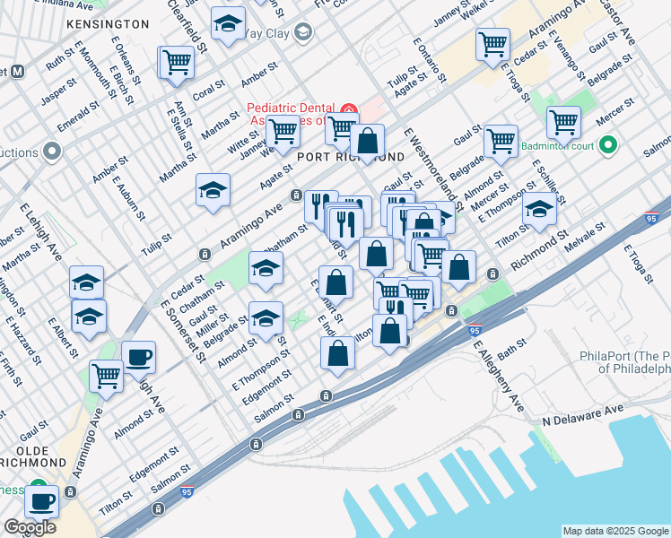 map of restaurants, bars, coffee shops, grocery stores, and more near 3062 Livingston Street in Philadelphia