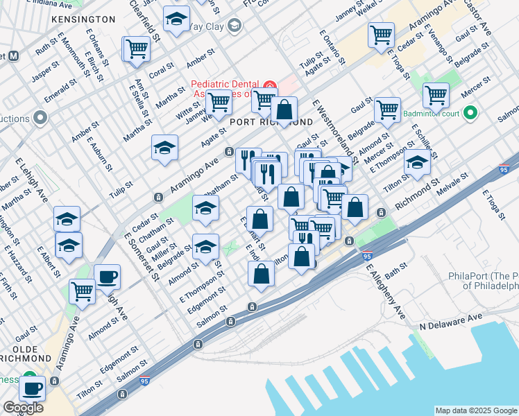 map of restaurants, bars, coffee shops, grocery stores, and more near 3062 Livingston Street in Philadelphia