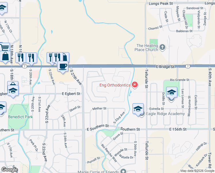 map of restaurants, bars, coffee shops, grocery stores, and more near 3060 East Bridge Street in Brighton
