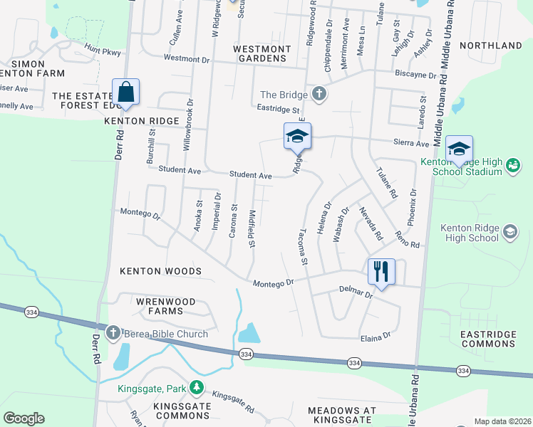 map of restaurants, bars, coffee shops, grocery stores, and more near 4256 Midfield St in Springfield