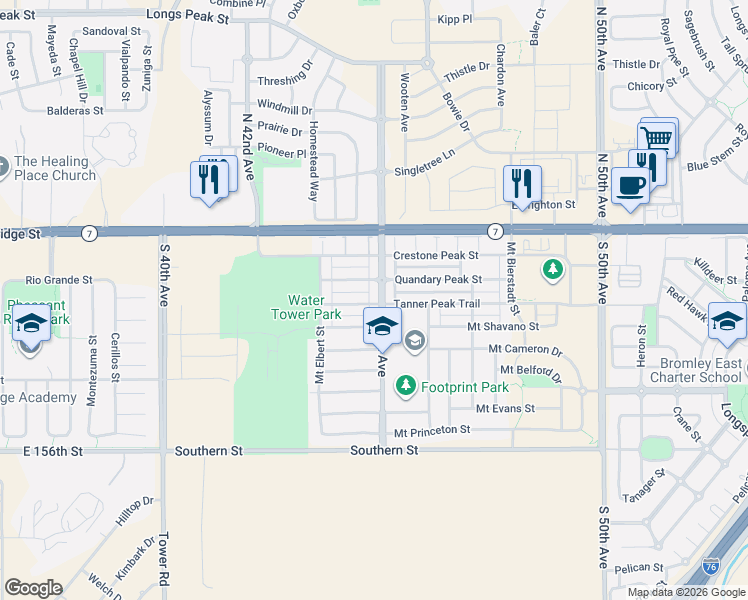 map of restaurants, bars, coffee shops, grocery stores, and more near 241 South 45th Avenue in Brighton