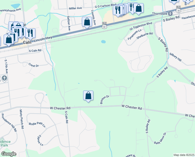 map of restaurants, bars, coffee shops, grocery stores, and more near 226 John Stevens Drive in Coatesville