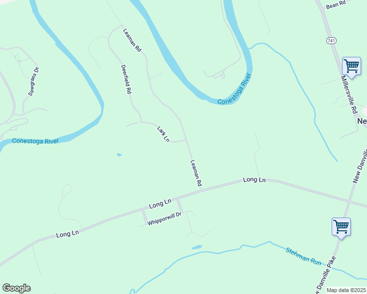 map of restaurants, bars, coffee shops, grocery stores, and more near 2 Lark Lane in Lancaster