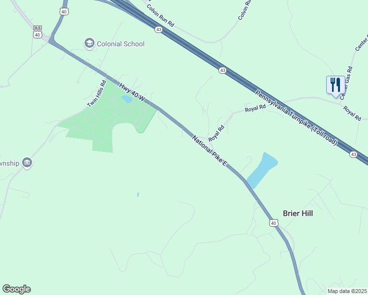 map of restaurants, bars, coffee shops, grocery stores, and more near 6438-6480 National Pike in Fayette