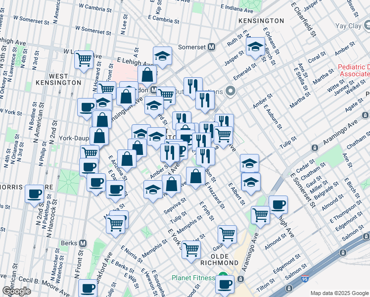 map of restaurants, bars, coffee shops, grocery stores, and more near in Philadelphia
