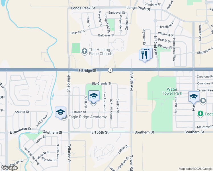 map of restaurants, bars, coffee shops, grocery stores, and more near 122 Las Lomas Street in Brighton