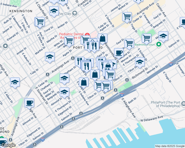 map of restaurants, bars, coffee shops, grocery stores, and more near 3137 Livingston Street in Philadelphia