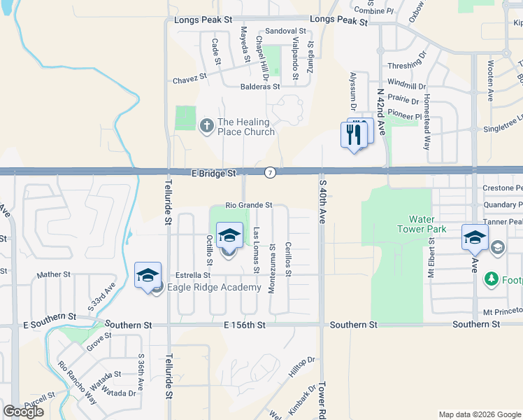 map of restaurants, bars, coffee shops, grocery stores, and more near 122 Las Lomas Street in Brighton
