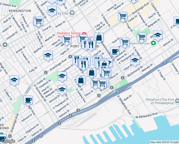 map of restaurants, bars, coffee shops, grocery stores, and more near 3139 Livingston Street in Philadelphia