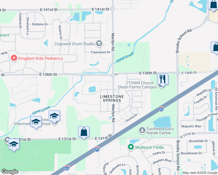 map of restaurants, bars, coffee shops, grocery stores, and more near 11949 Geyser Court in Fishers