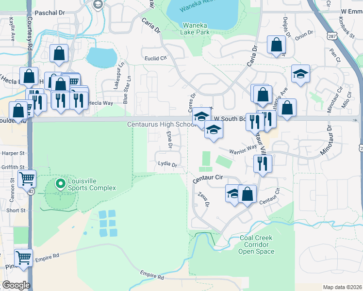 map of restaurants, bars, coffee shops, grocery stores, and more near in Lafayette