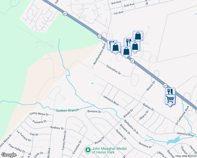 map of restaurants, bars, coffee shops, grocery stores, and more near 186 Biabou Drive in Toms River