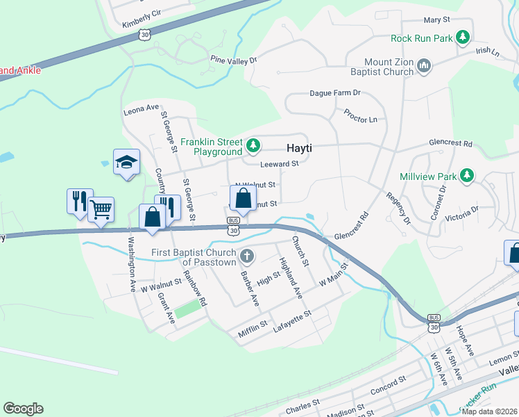 map of restaurants, bars, coffee shops, grocery stores, and more near 939 West Chestnut Street in Coatesville