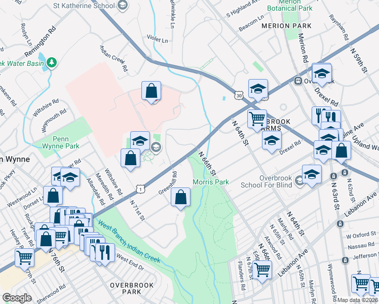 map of restaurants, bars, coffee shops, grocery stores, and more near in Philadelphia