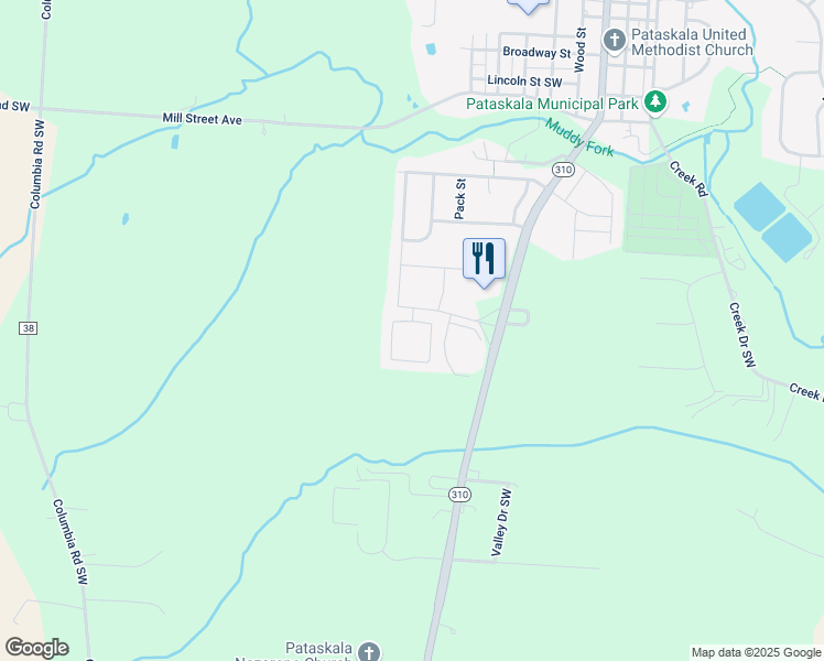 map of restaurants, bars, coffee shops, grocery stores, and more near 100 Town Center Loop in Pataskala