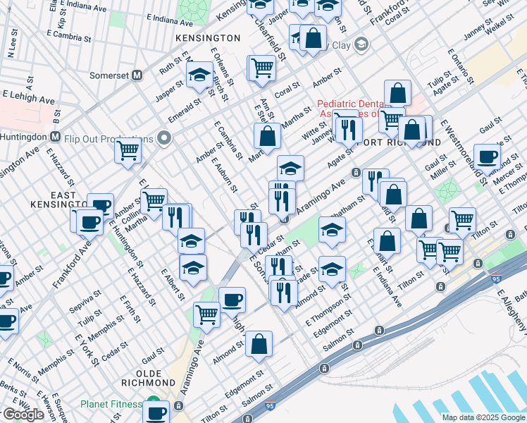 map of restaurants, bars, coffee shops, grocery stores, and more near in Philadelphia