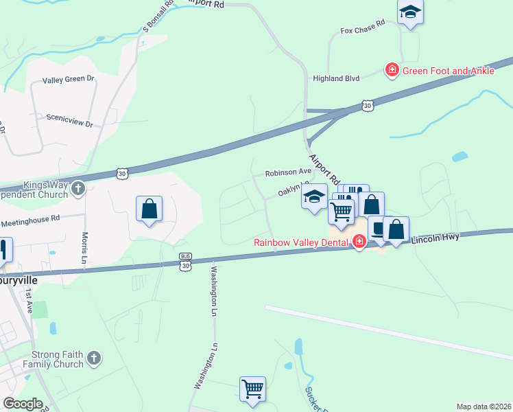 map of restaurants, bars, coffee shops, grocery stores, and more near 513 Tifton Lane in Chester County