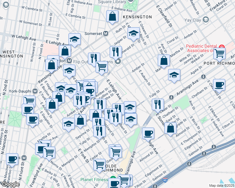 map of restaurants, bars, coffee shops, grocery stores, and more near 2136 Kensington Court in Philadelphia