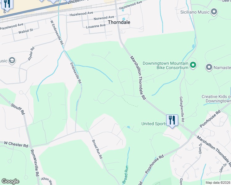 map of restaurants, bars, coffee shops, grocery stores, and more near 1800 Boulder Drive in Chester County