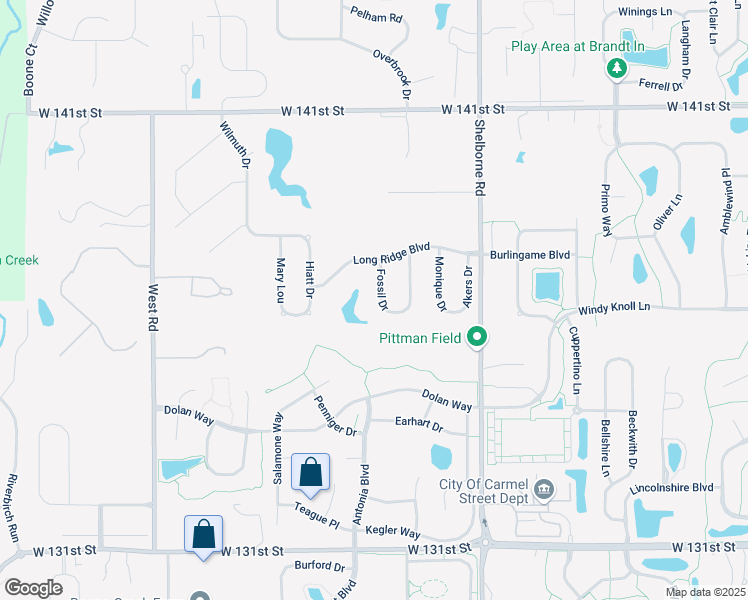 map of restaurants, bars, coffee shops, grocery stores, and more near 13668 Fossil Drive in Westfield