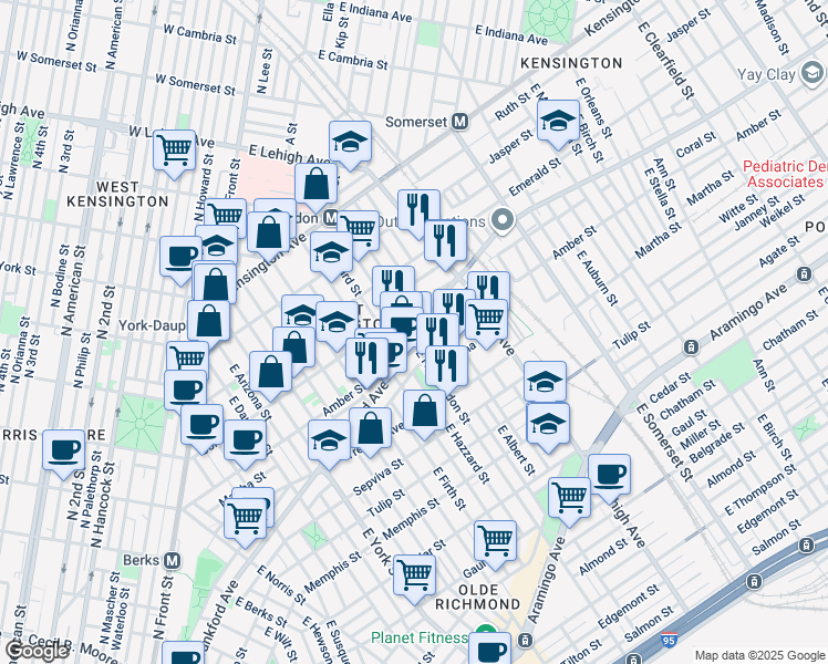 map of restaurants, bars, coffee shops, grocery stores, and more near in Philadelphia