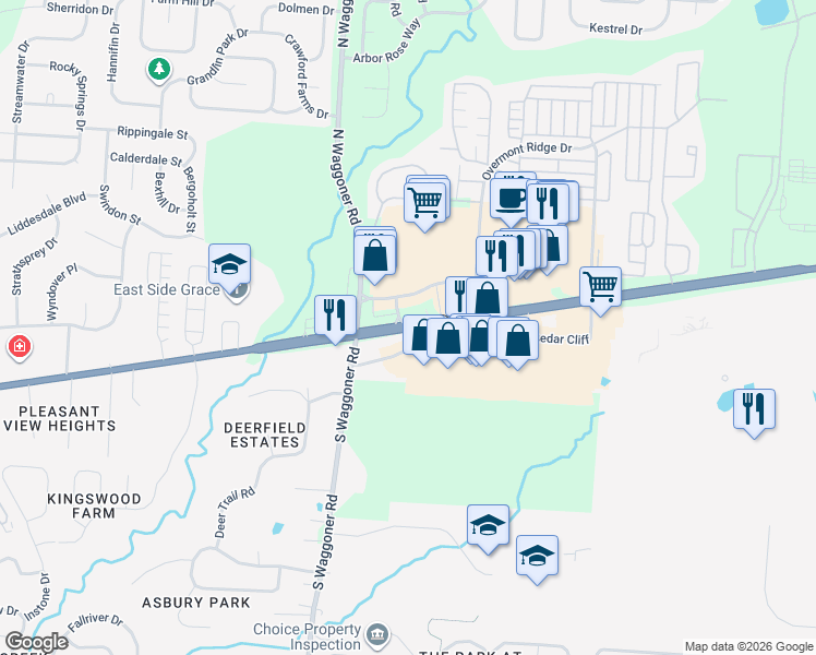 map of restaurants, bars, coffee shops, grocery stores, and more near East Broad Street in Reynoldsburg
