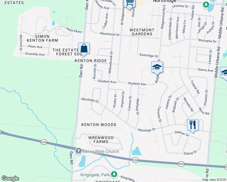 map of restaurants, bars, coffee shops, grocery stores, and more near 4275 Imperial Drive in Springfield