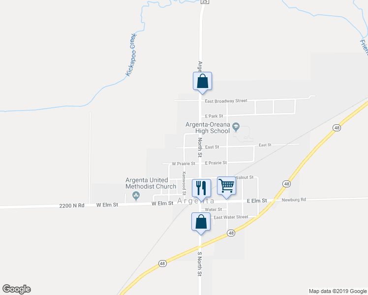 map of restaurants, bars, coffee shops, grocery stores, and more near 275 Kenwood St in Argenta