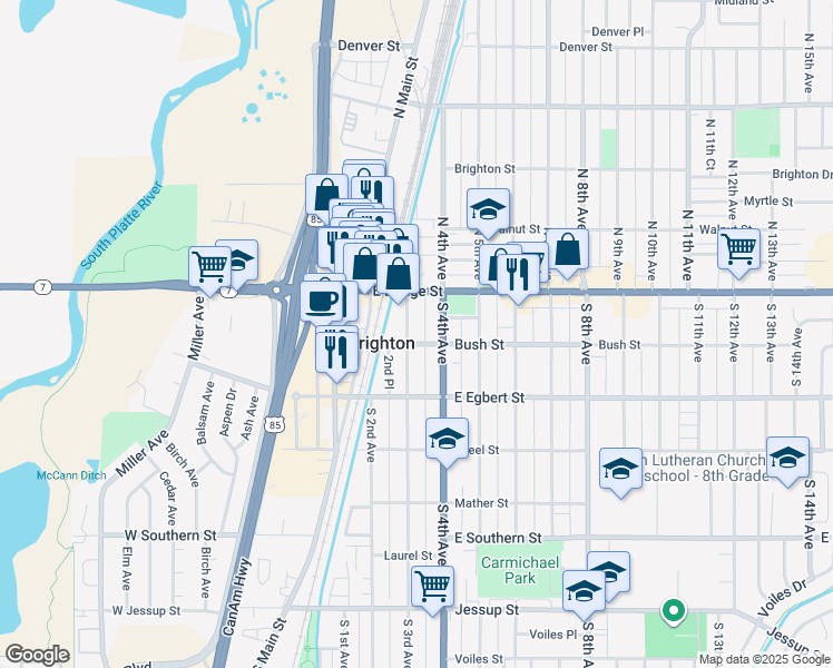 map of restaurants, bars, coffee shops, grocery stores, and more near 65 South 4th Avenue in Brighton