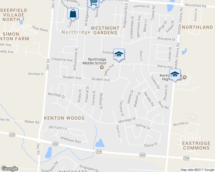 map of restaurants, bars, coffee shops, grocery stores, and more near 4320 Midfield Street in Springfield
